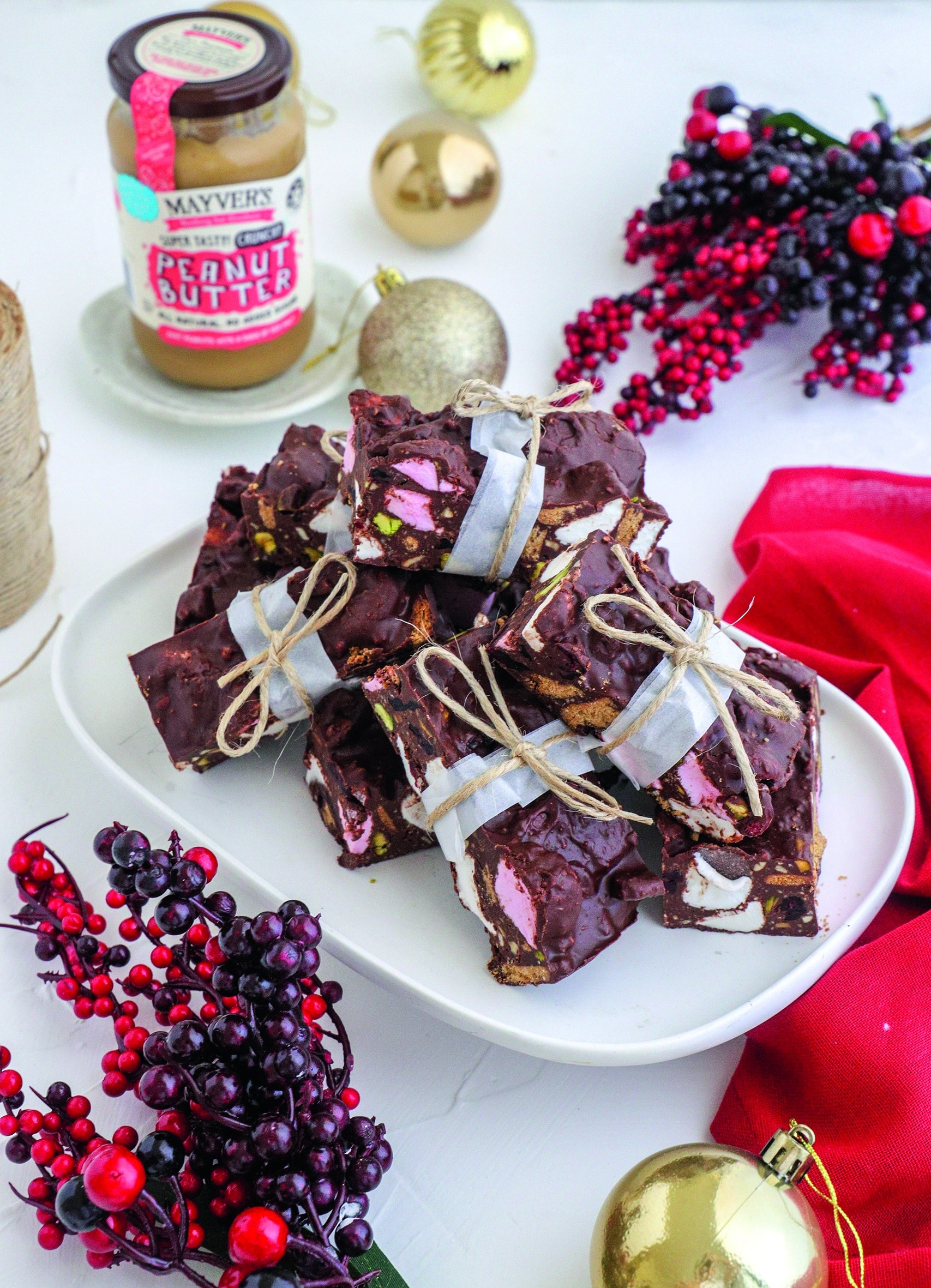 Christmas Peanut Butter Rocky Road